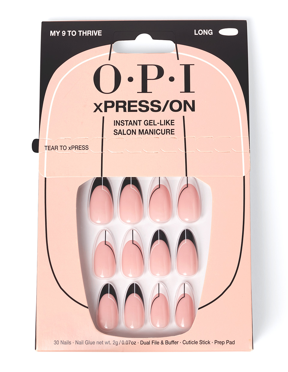 My 9 To Thrive Long French Tip Press-On Nails | OPI