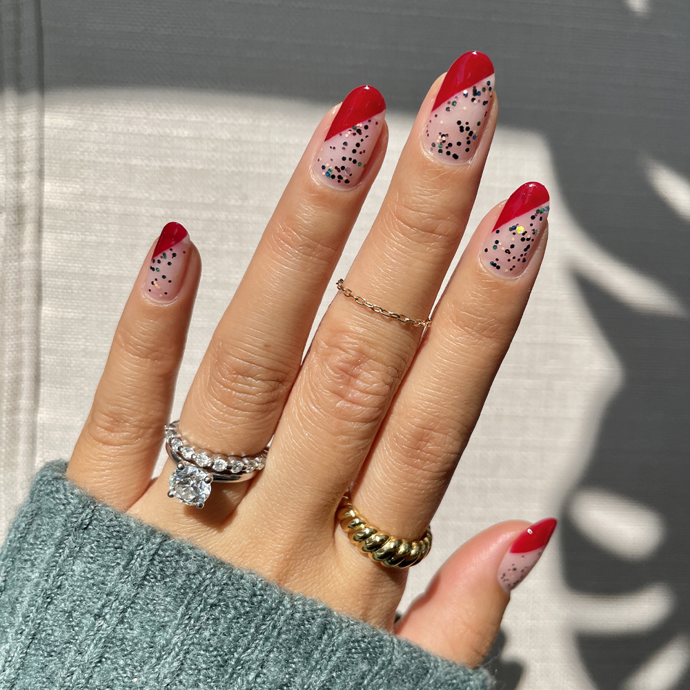 DIY Red Sparkle OPI Nail Art Look