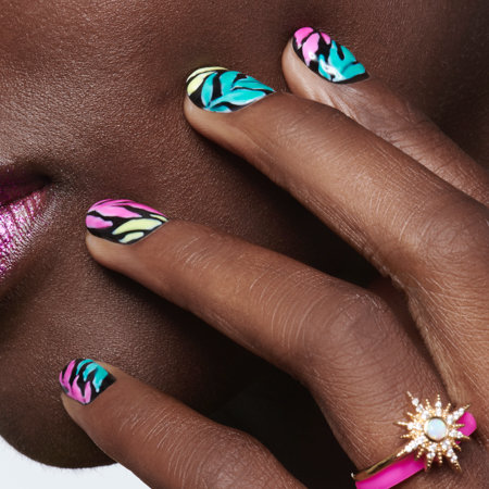 Colorblocking Nail Art: Neon Palms